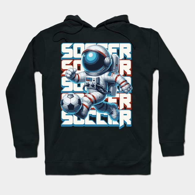 Astronaut Playing Soccer Hoodie by Norse Magic